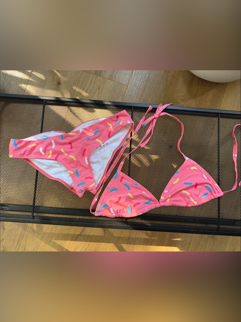 Feed Me Fight Me Pink Sprinkle-Print Triangle Bikini